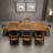 Tan Rectangular Solid Wood Dining Table-273074935