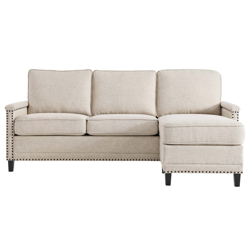 Ashton Upholstered Fabric Sectional Sofa, Beige Polyester