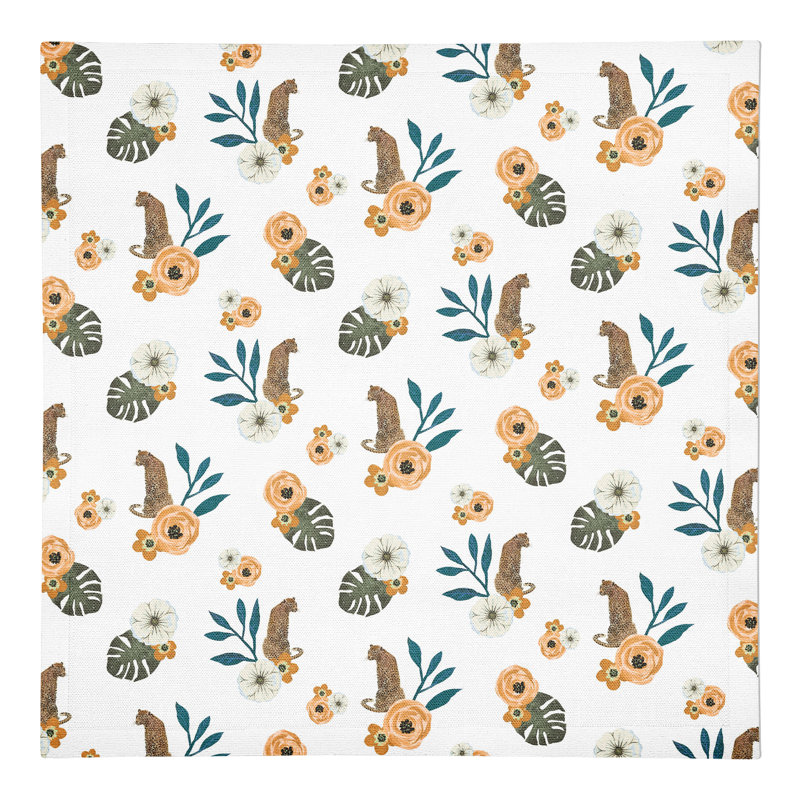 Serviette en coton 10 po Tropical Jag, Blanc