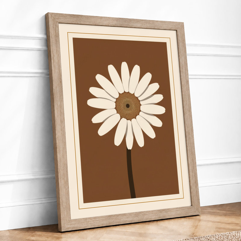 Daisy Stem Botanical - Framed Print, A3 - 42.0 x 29.7 cm, Oak