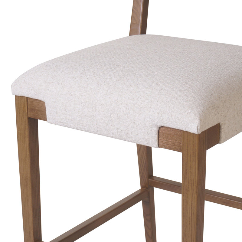 Tabouret Bilbrey, Brun, Mélange de lin crème, Tabouret de bar (siège d'une hauteur de 31,26 po)