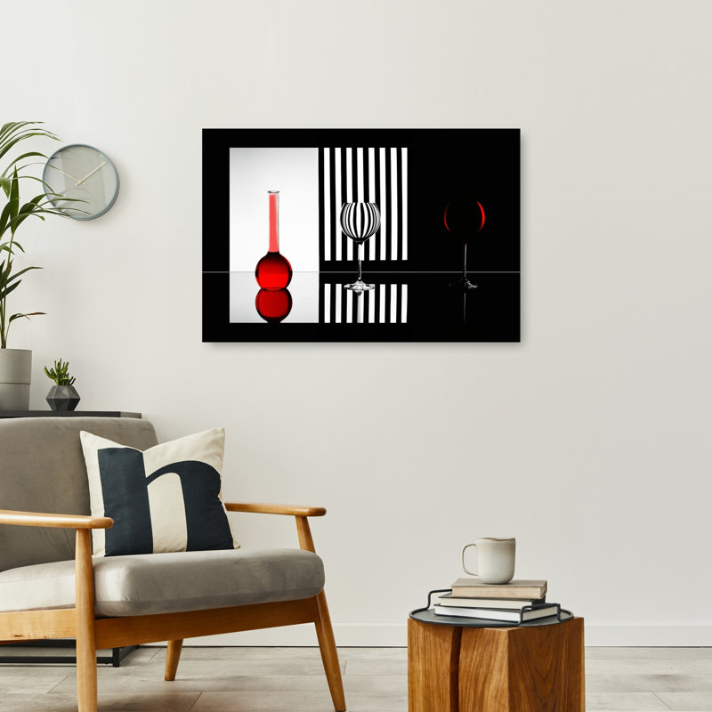 Reproduction d'art géométrique abstraite rouge, H 24 po x l 36 po