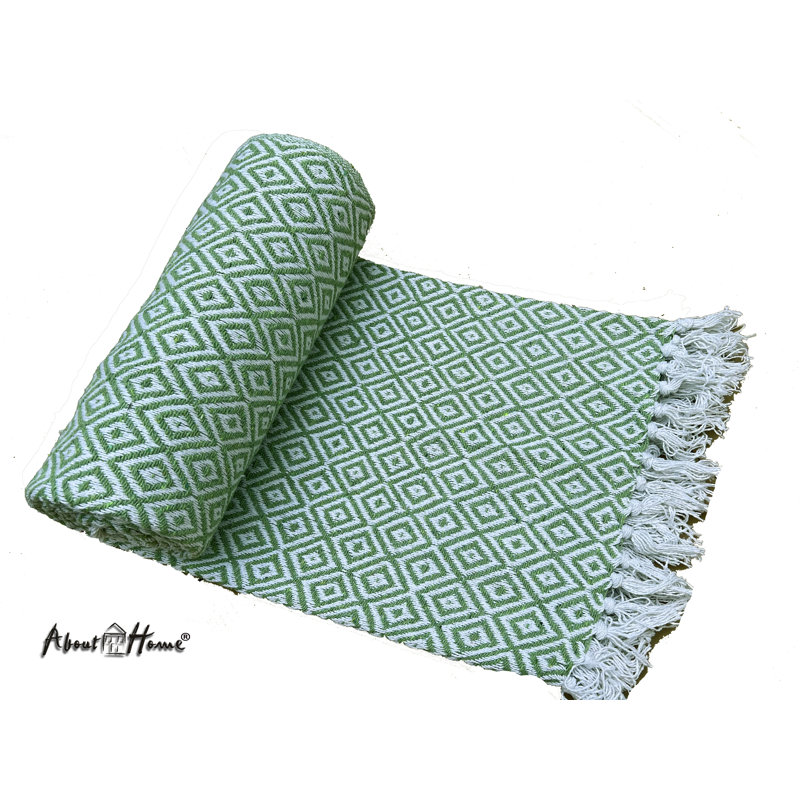 Cotton Throw, W127 x L152cm, Sage Green