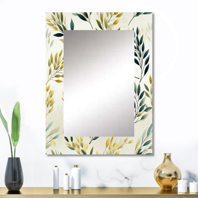 Trautman Zen Leaves - Plants Wall Mirror, Botanical, Nature, Floral Decorative Mirror, Printed Metal Art