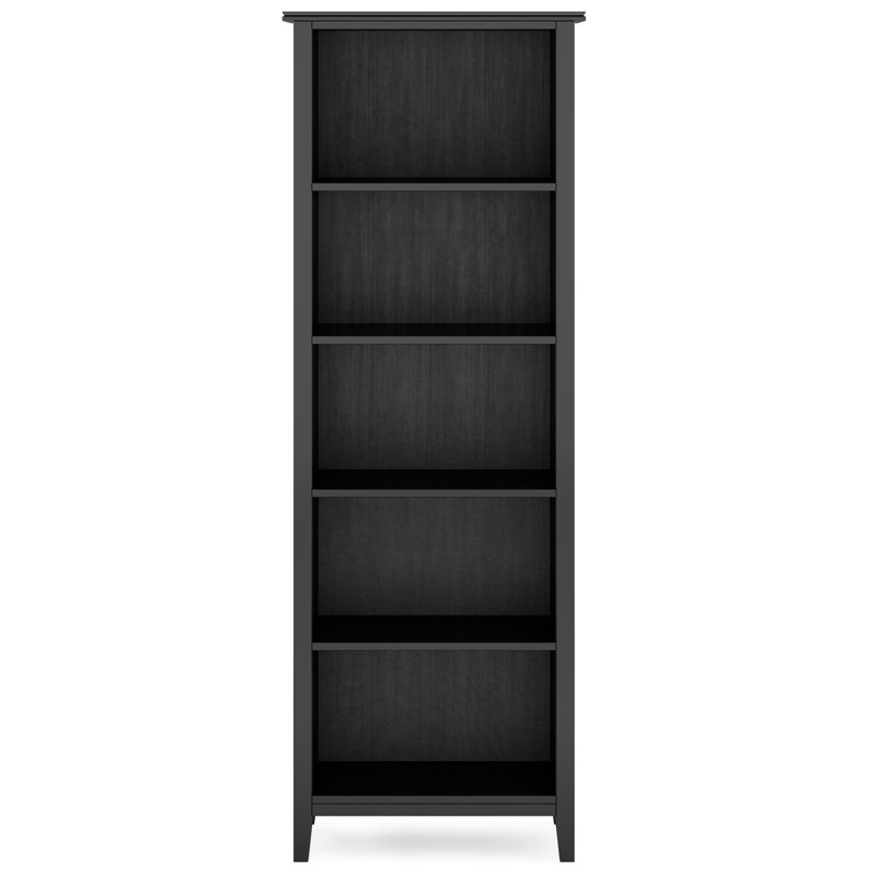 Grande bibliothèque contemporaine à 5 tablettes en bois massif Artisan H 72 "avec tablettes réglables et panneaux décoratifs