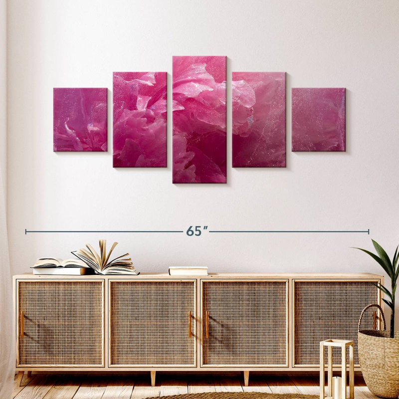 Pivoine rose gelée, H 24 po x l 55 po