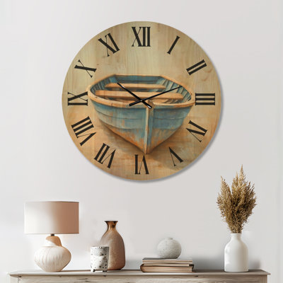 Horloge murale décorative nautique Blue Harbor Dory, imprimée sur bois