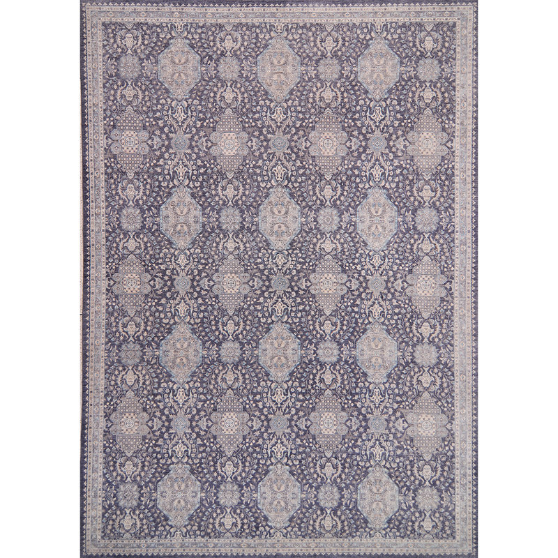 Tapis gris foncé / ivoire de haute qualité noué à la main Ziegler 3000