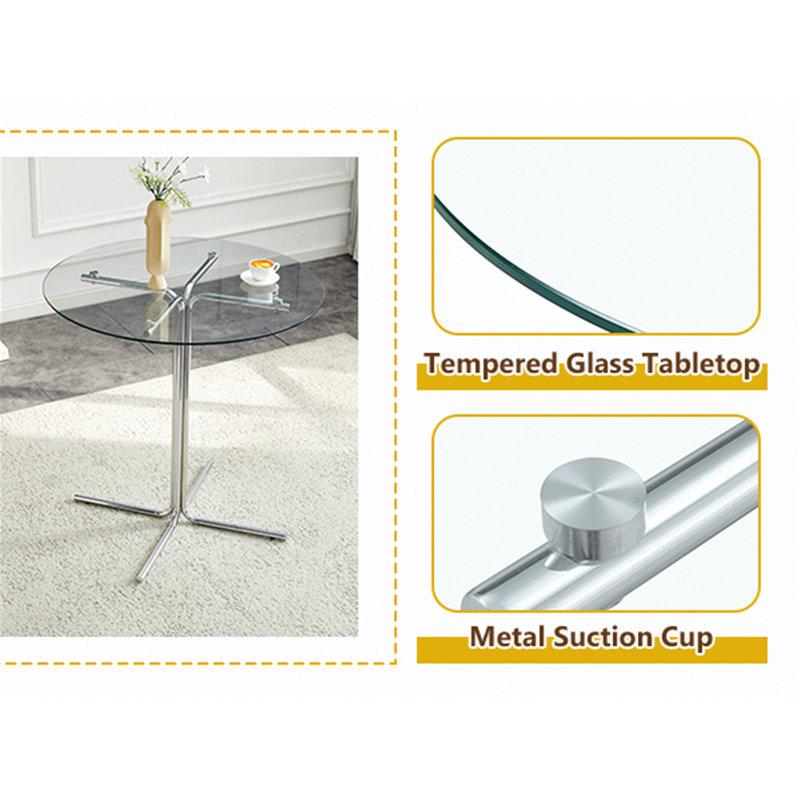 Table haute ronde pour petits espaces et cuisines, Argent