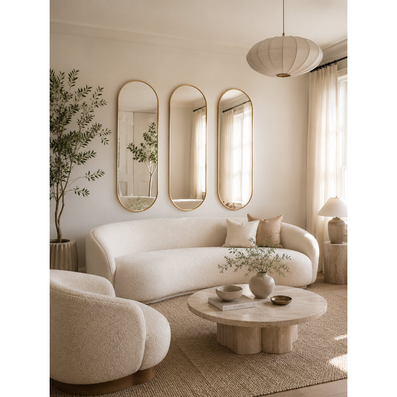 Oval Metal Wall Mirror Mounted Full Length Mirror