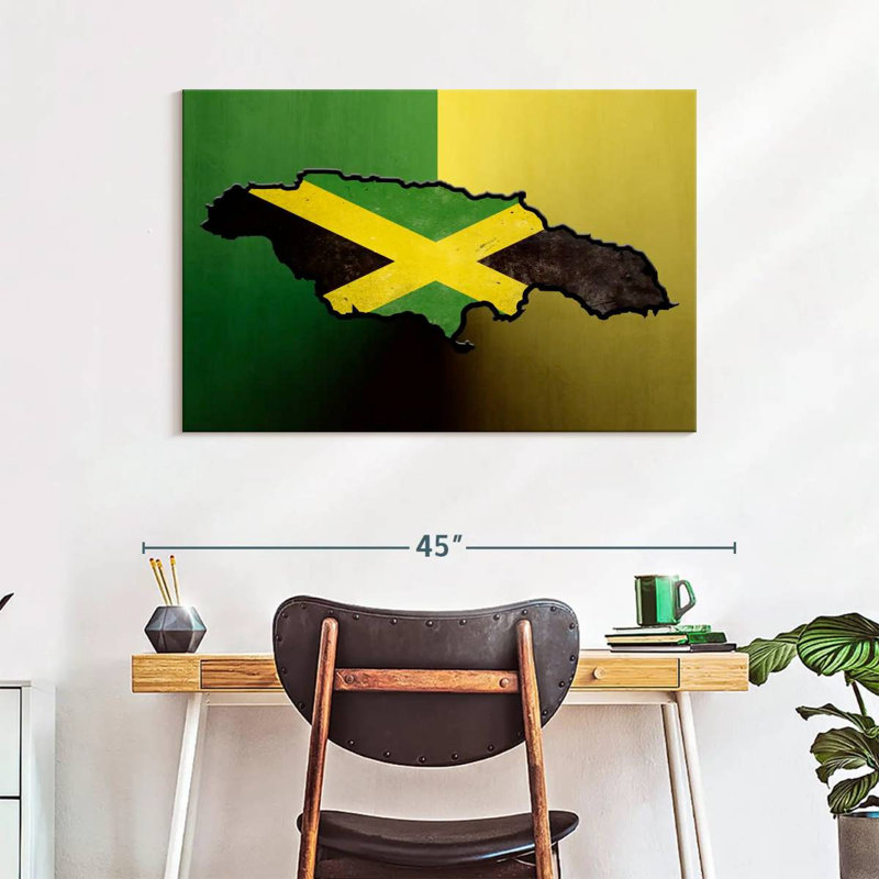 Drapeau de la Jamaïque sur toile, H 26 po x l 39 po x P 1,25 po