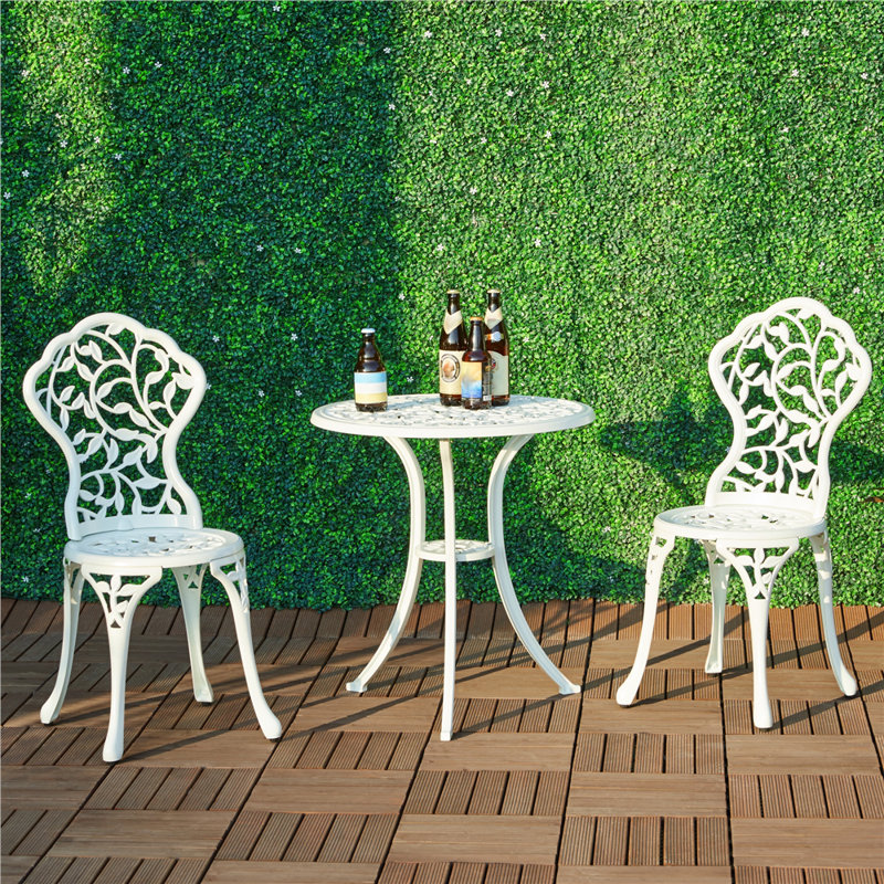 color  All Weather Table Set Antique Aluminium Bistro Dining Set, White