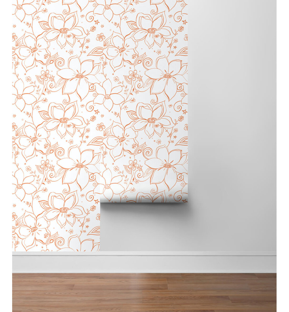 Leupp Linework Floral 18' L x 20.5" W Peel and Stick Wallpaper Roll Red Barrel Studio® 