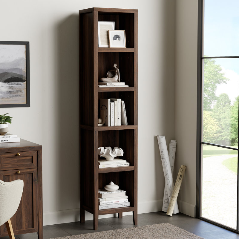 Bibliothèque haute et étroite, tablette cubique ouverte à 5 niveaux, bibliothèque de rangement modulaire autoportante pour salon, bureau ou salle d'étude