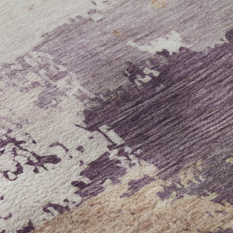 Tapis abstrait lavable à la machine de qualité supérieure Mayfield AMF2372, Aubergine, 9 pi x 12 pi