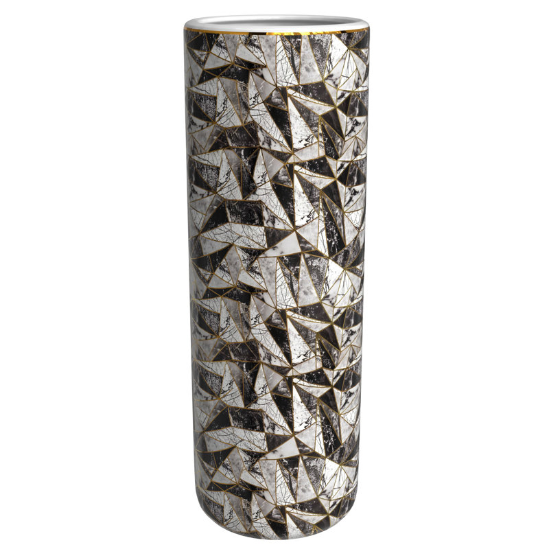 24" Abstract Green & Gold Umbrella Stand, Modern Marble