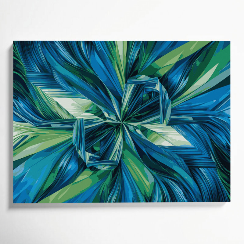 «Geometric Abstraction 67», art mural sur toile bleue, H 20 po x l 24 po