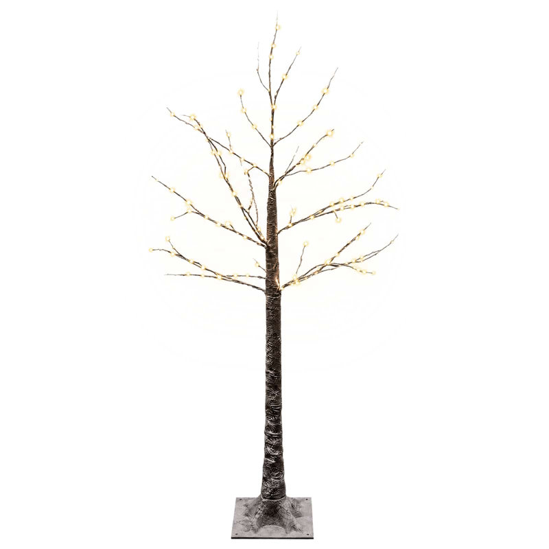 Snow-Covered LED Christmas Tree Brown Plastic Garden LED Christmas Tree, 120 cm, Warm White