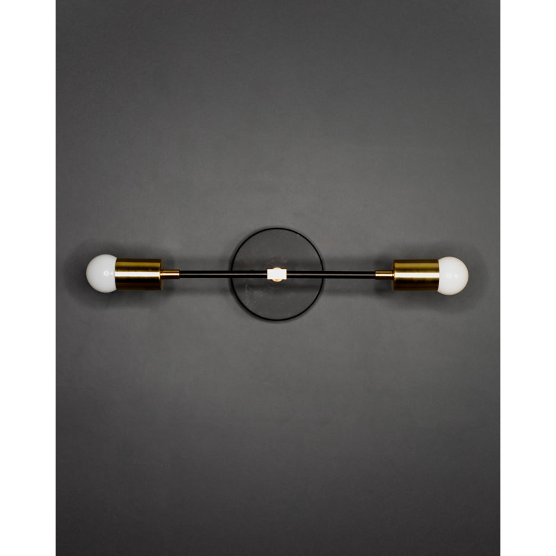 Capehart Armed Sconce, Black/Brass, 5" H x 14" W x 4.75" D