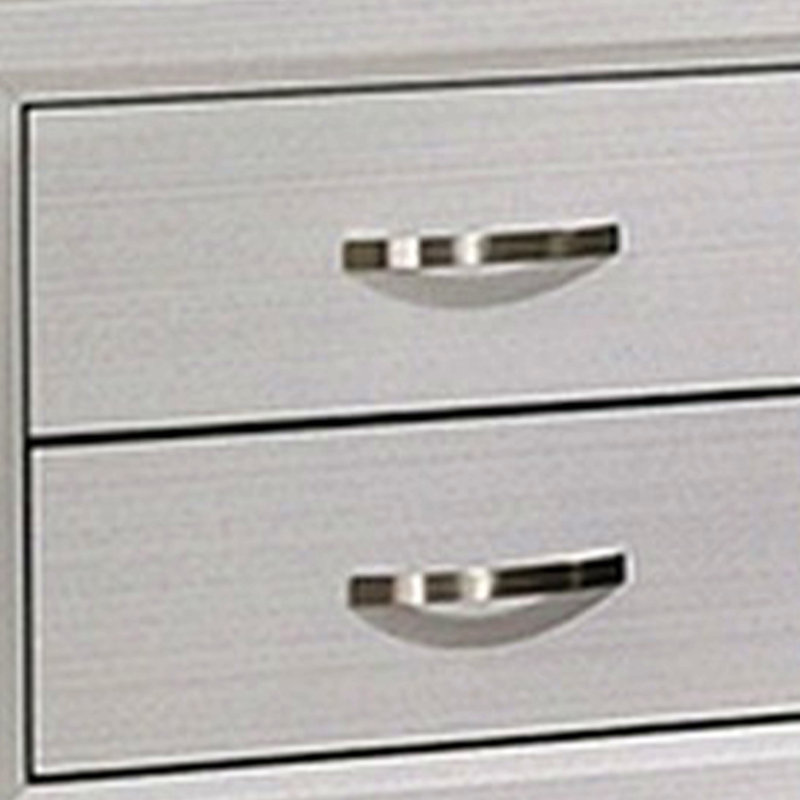 Table de chevet, 2 tiroirs, cadre en bois blanc, poignées en métal