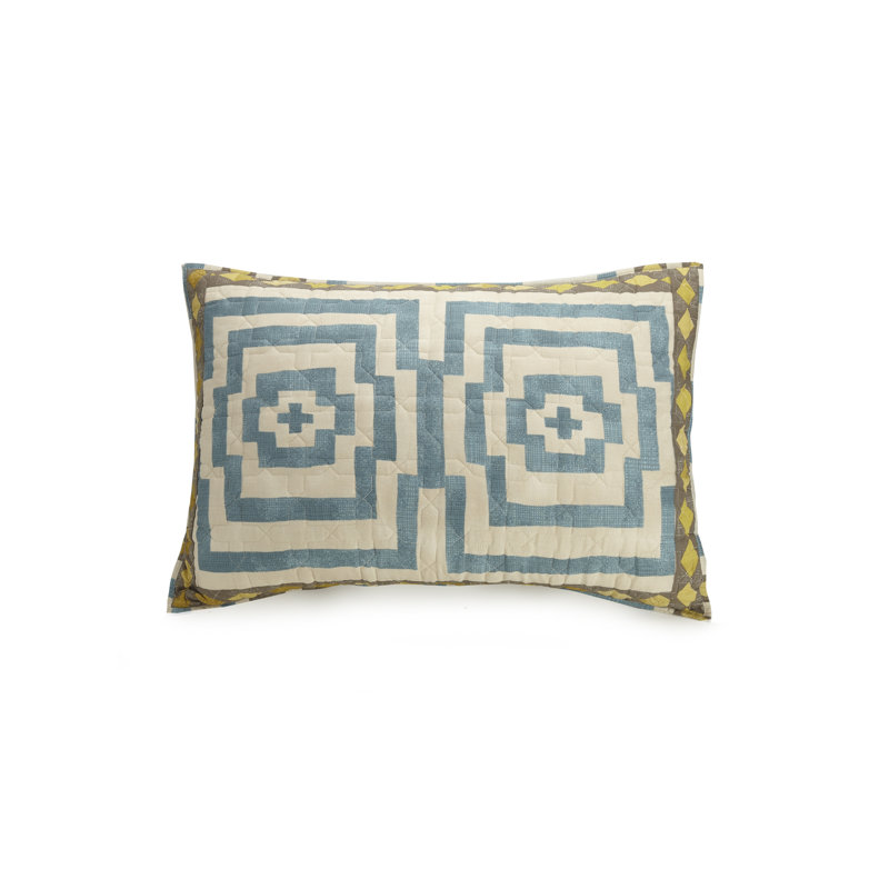 Ensemble de courtepointe hypnotique bleu 100% coton Boho, Courtepointe grande + 2 taies décoratives