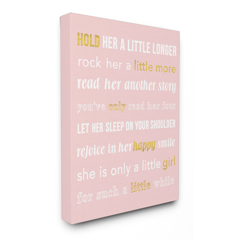 Art textuel "holding a little plus" purple, H 20 po x l 16 po, Toile