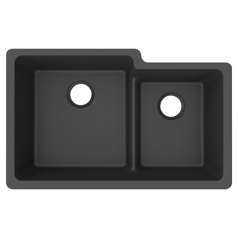 Elkay Quartz Classic 33" x 20-1/2" x 9-1/2" Double Bowl Undermount Sink Aqua Divide Matte Blk