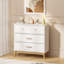 Armoire de rangement à 3 tiroirs de style nordique, commode moderne avec poignées or rose et base en bois massif, petit espace de rangement pour bureau, chambre d'enfant, chambre de bébé