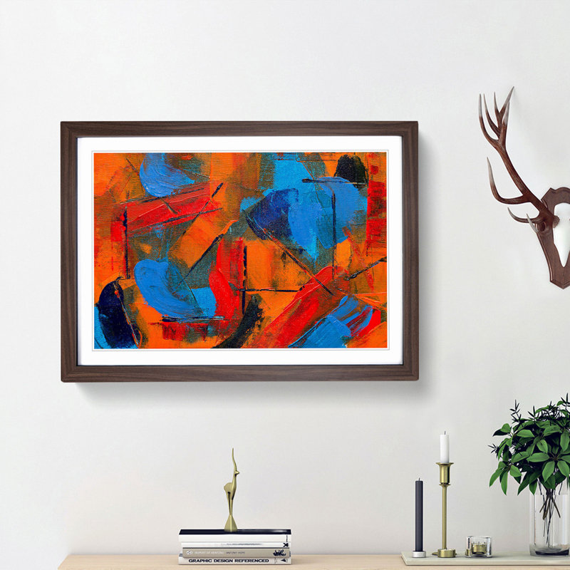 Abstract Art Painting Vol.48 by S.Johnson - Picture Frame Painting Print, Walnut Framed, 27cm H x 36cm W x 2cm D