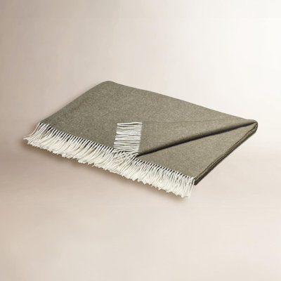 FINHO Merino Wool Herringbone Throw Blanket