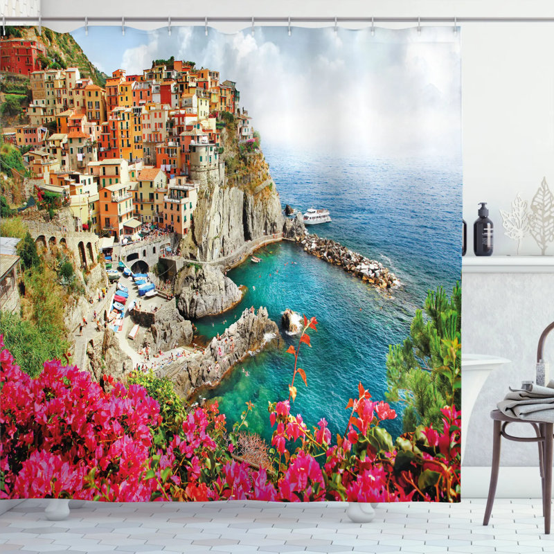 Shower Curtain with Hooks Included, 70" H x 69" W