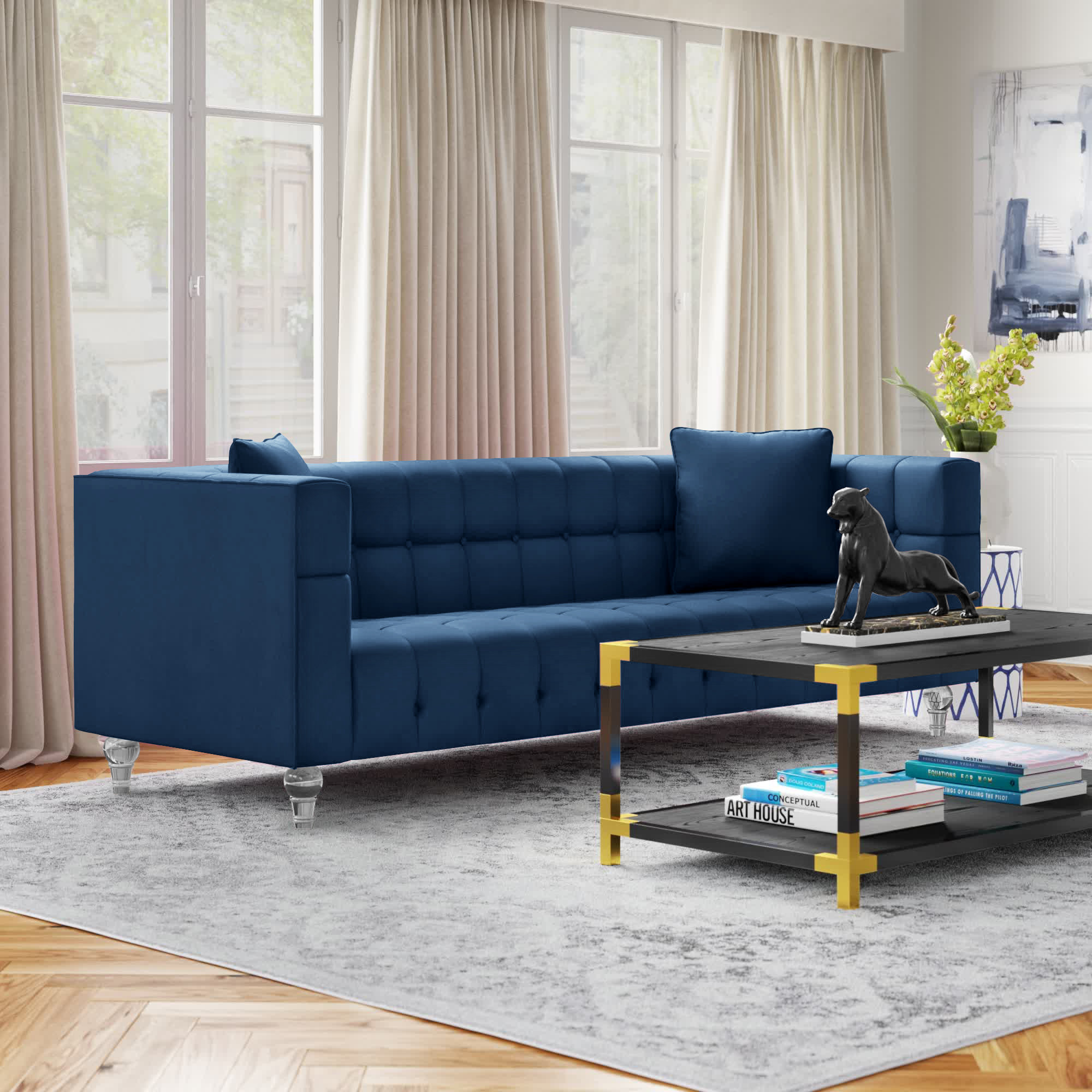 Etta Avenue™ Bryan Velvet Sofa With Lucite Leg For Living Room Office