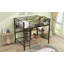 Pleine grandeur en métal Lit mezzanine en bois avec bureau en L et tablettes - aucun sommier nécessaire, robuste et amp; Stable