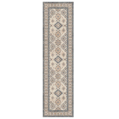 Tapis décoratif beige marocain en polyester tissé à la machine