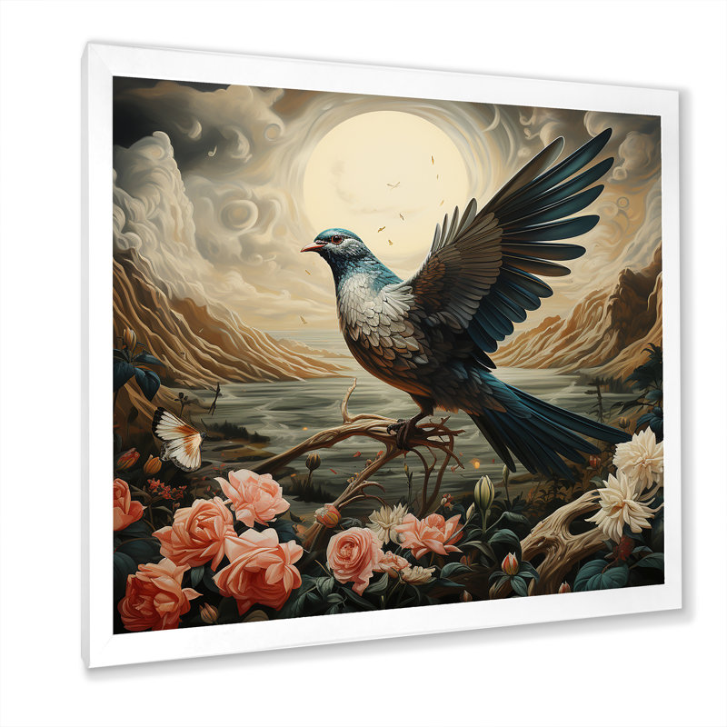 «Vintage Dove Sunset Flight - Dove», art mural, Cadre photo blanc, H 16 po x l 16 po x P 1 po