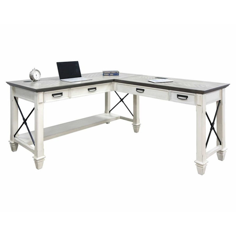L-Shaped Executive Desk, White