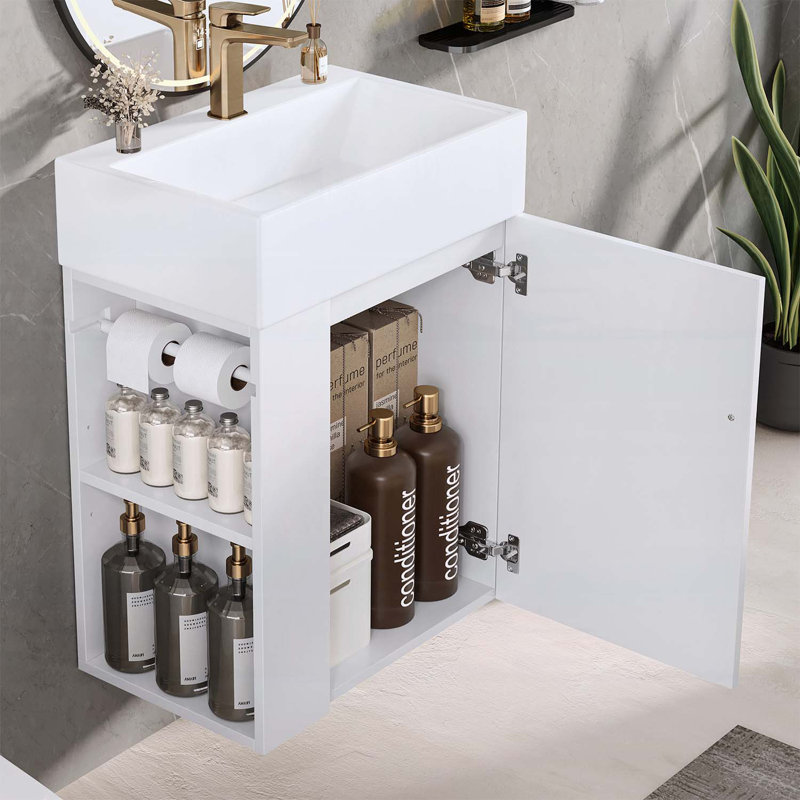 Meuble-lavabo 20 po avec lavabo en céramique, Blanc