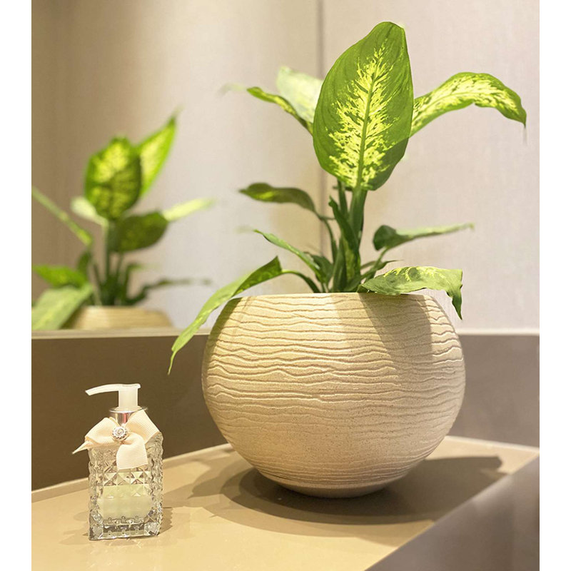 Florence Pot Planter, Beige, 9.45" H x 13.39" W x 13.39" D
