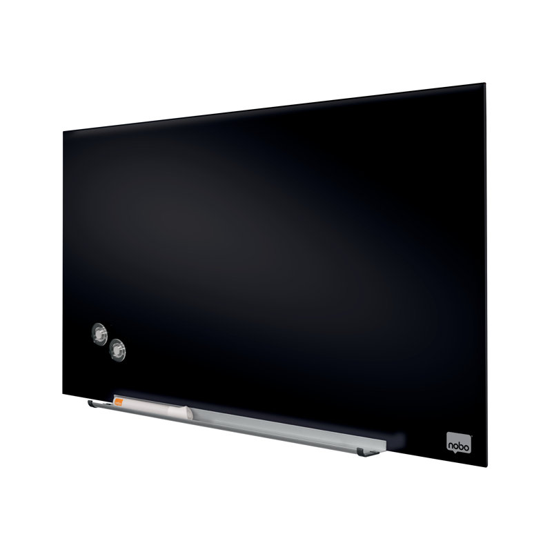 Wall Mounted Magnetic Glass Board, Black, 38.1cm H x 67.7cm L