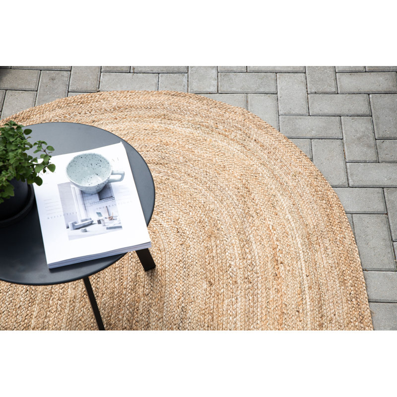 Slauson Solid Colour Hand Woven Area Rug, Oval  200 x 140cm