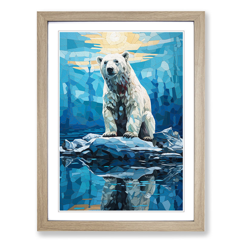 XYZ-FRM-V1223-5208 Polar Bear Orphism No.2 - Single Picture Frame Print on Wood, Oak, 64cm H x 46cm W x 2cm D