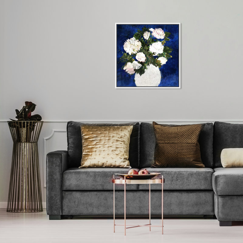 " Dripping Roses " Painting Print, White Framed, 17" H x 17" W x 1.5" D