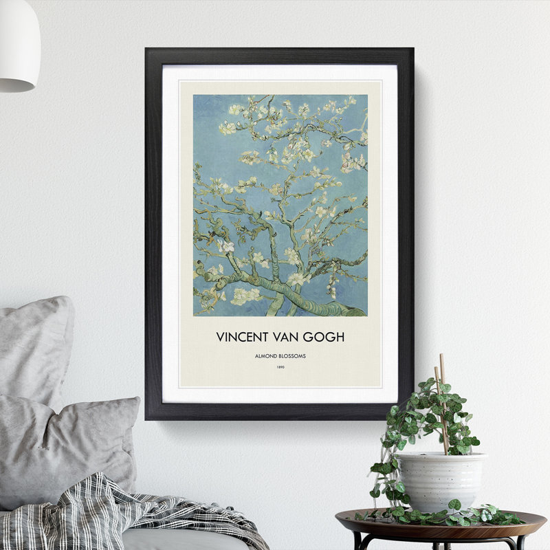 Almond Blossom Brancehs Vol.1 by Vincent Van Gogh - Picture Frame Painting, Black Framed, 65cm H x 48cm W x 2cm D
