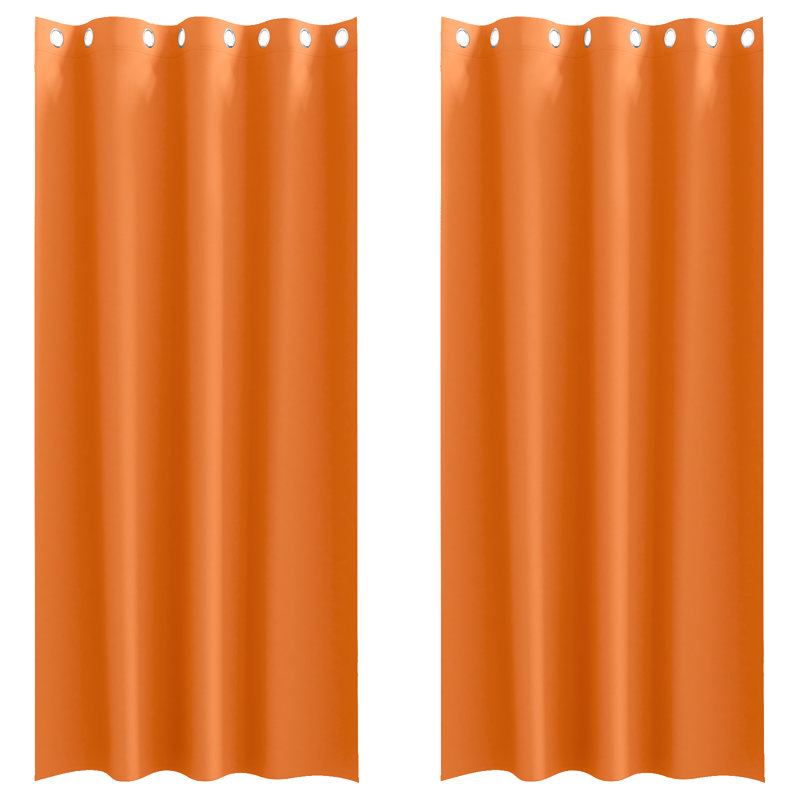 Tacorian Curtain Pair, 140cm Width x 260cm Drop, Bright Orange