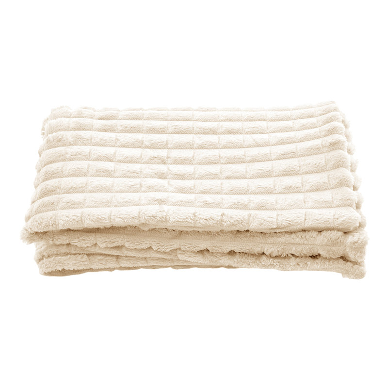Machine Tufted Throw Blanket, 150cm x 100cm, Beige, Checkered