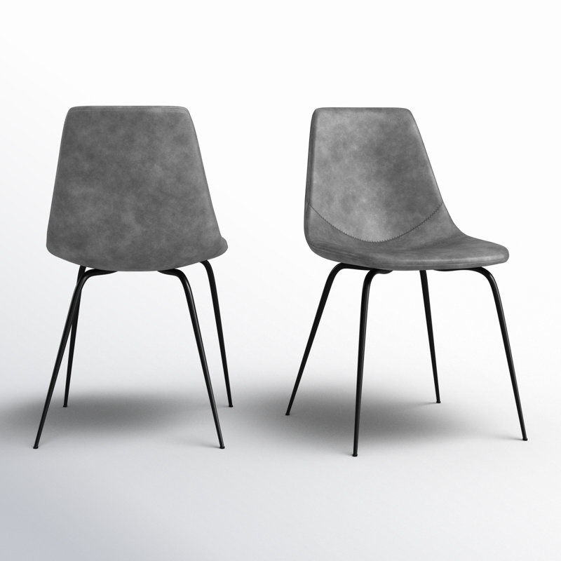 Chaise d'appoint rembourrée en similicuir Saairah, Similicuir fumée