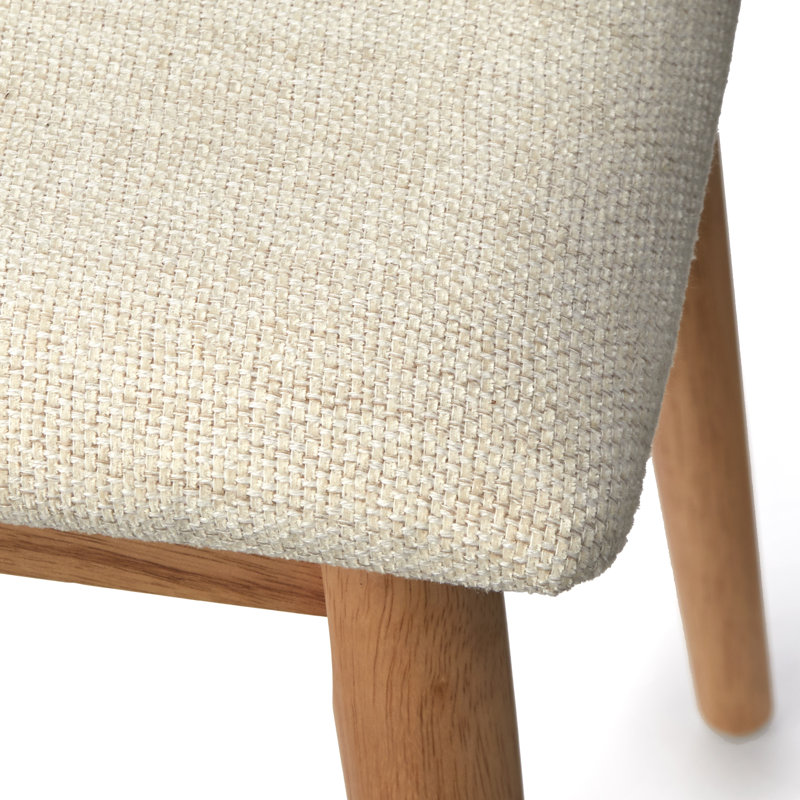 Niobrara Fabric Upholstered Bench, Beige fabric, Light Oak Color Legs
