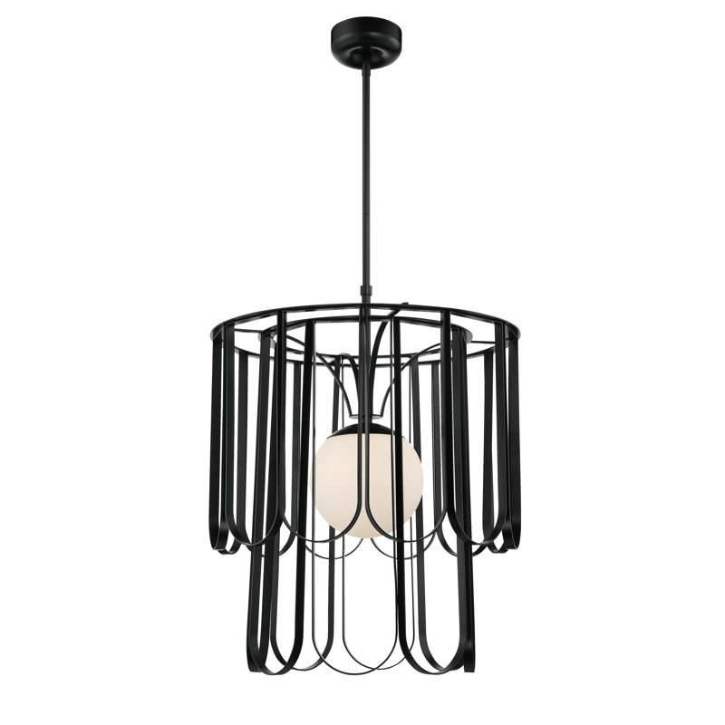 Hialmar 1 - Light Unique/Statement Pendant, 74.67" H x 25" W x 25" D, Black