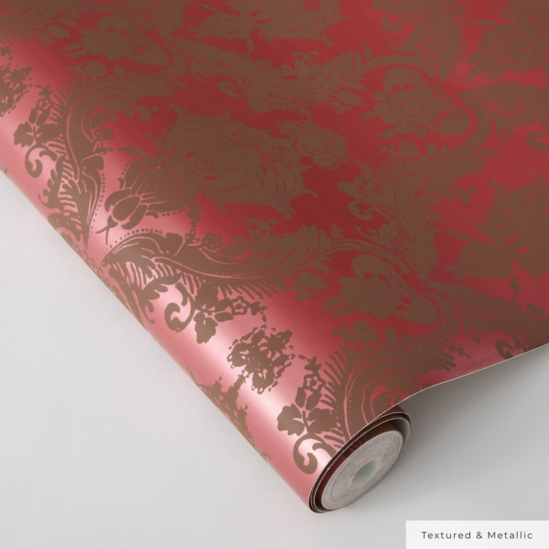 Kerens 16.5' L x 20.5" W Peel and Stick Wallpaper Roll, Ruby