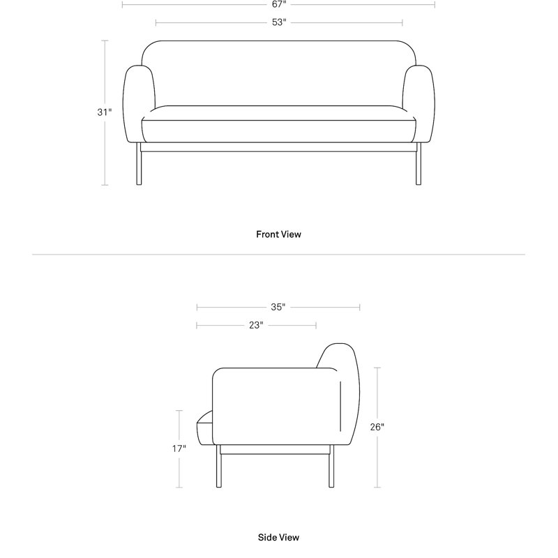 Puff Puff Leather Sofa, 31" H x 67" W x 35" D